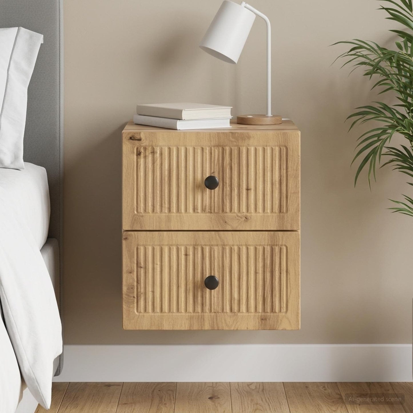 Wall-Mounted Bedside Cabinet Artisan Oak 33 x 34.5 x 40 cm