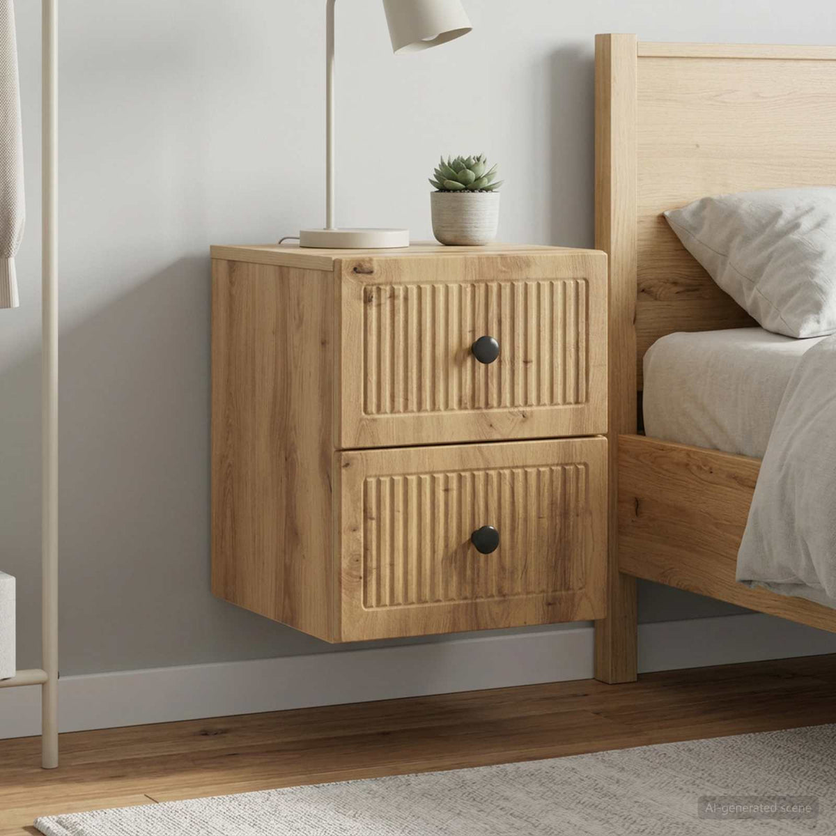 Wall-Mounted Bedside Cabinet 2 pcs Artisan Oak