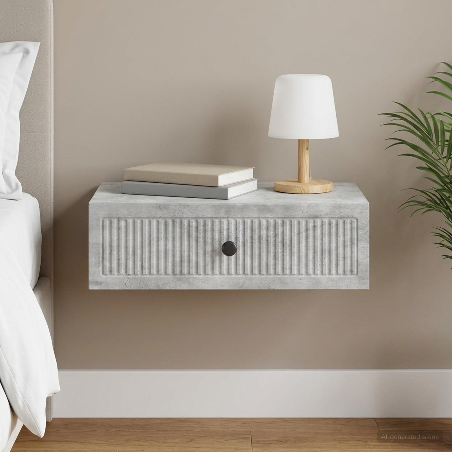 Wall-Mounted Side Table Concrete Grey 59 x 34.5 x 17 cm