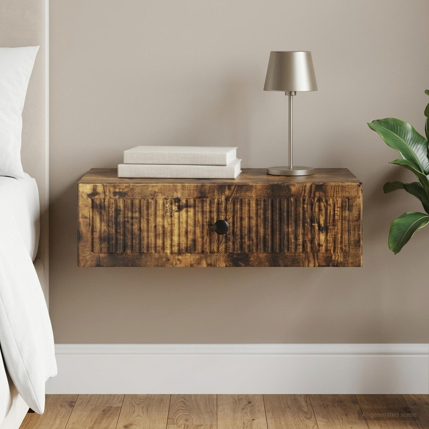 Wall-Mounted Side Table Smoked Oak 59 x 34.5 x 17 cm