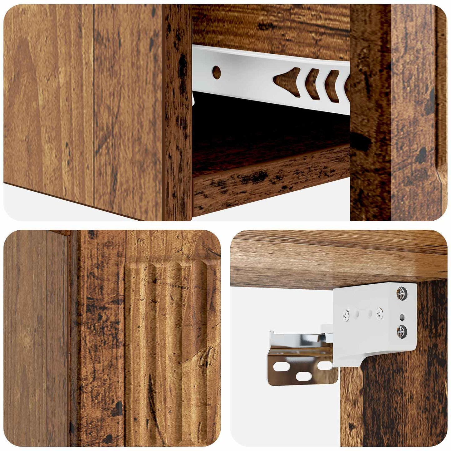 Wall-Mounted Side Table Wall-mounted Old Wood 59 x 34.5 x 17 cm