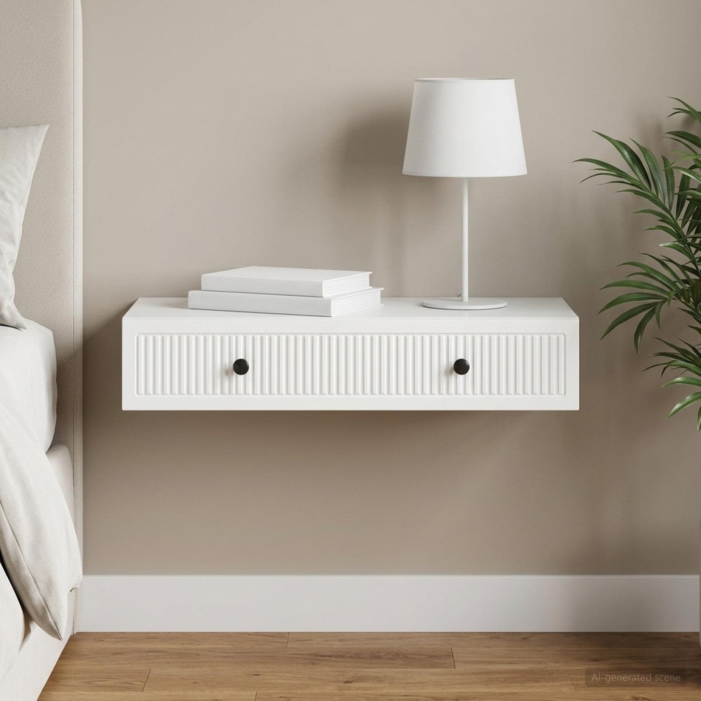Wall-Mounted Side Table Wall-mounted White 87.5 x 34.5 x 17 cm