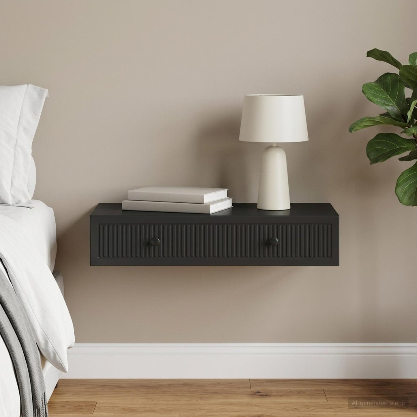 Wall-Mounted Side Table Wall-mounted Black 87.5 x 34.5 x 17 cm