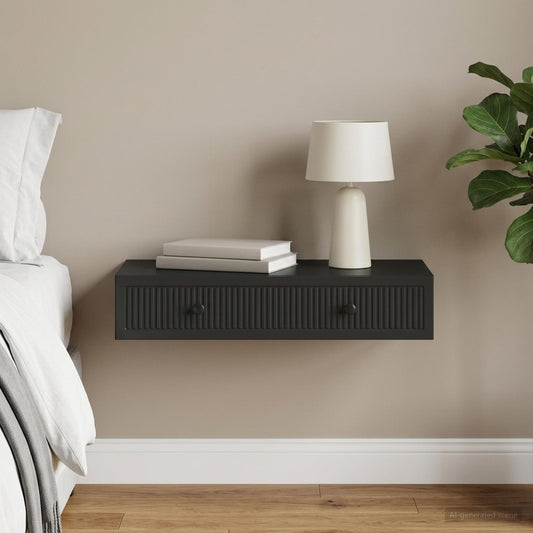 Wall-Mounted Side Table Wall-mounted Black 87.5 x 34.5 x 17 cm
