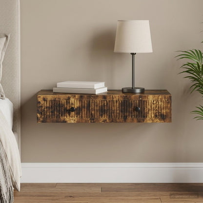 Wall-Mounted Side Table Smoked Oak 87.5 x 34.5 x 17 cm