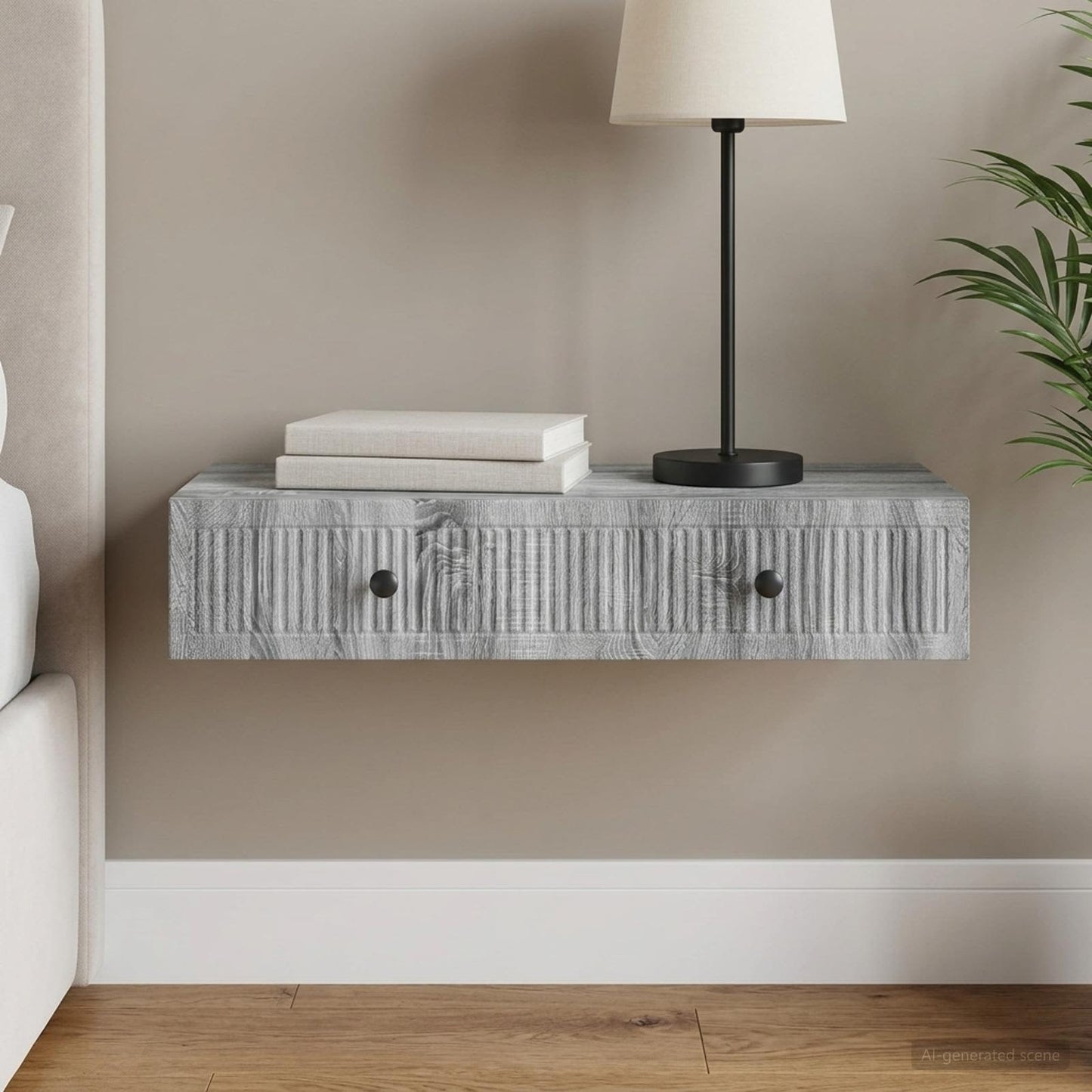 Wall-Mounted Side Table Grey Sonoma 87.5 x 34.5 x 17 cm