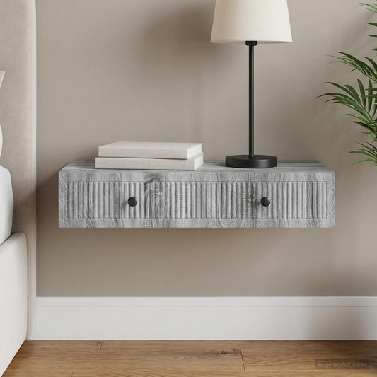 Wall-Mounted Side Table Grey Sonoma 87.5 x 34.5 x 17 cm