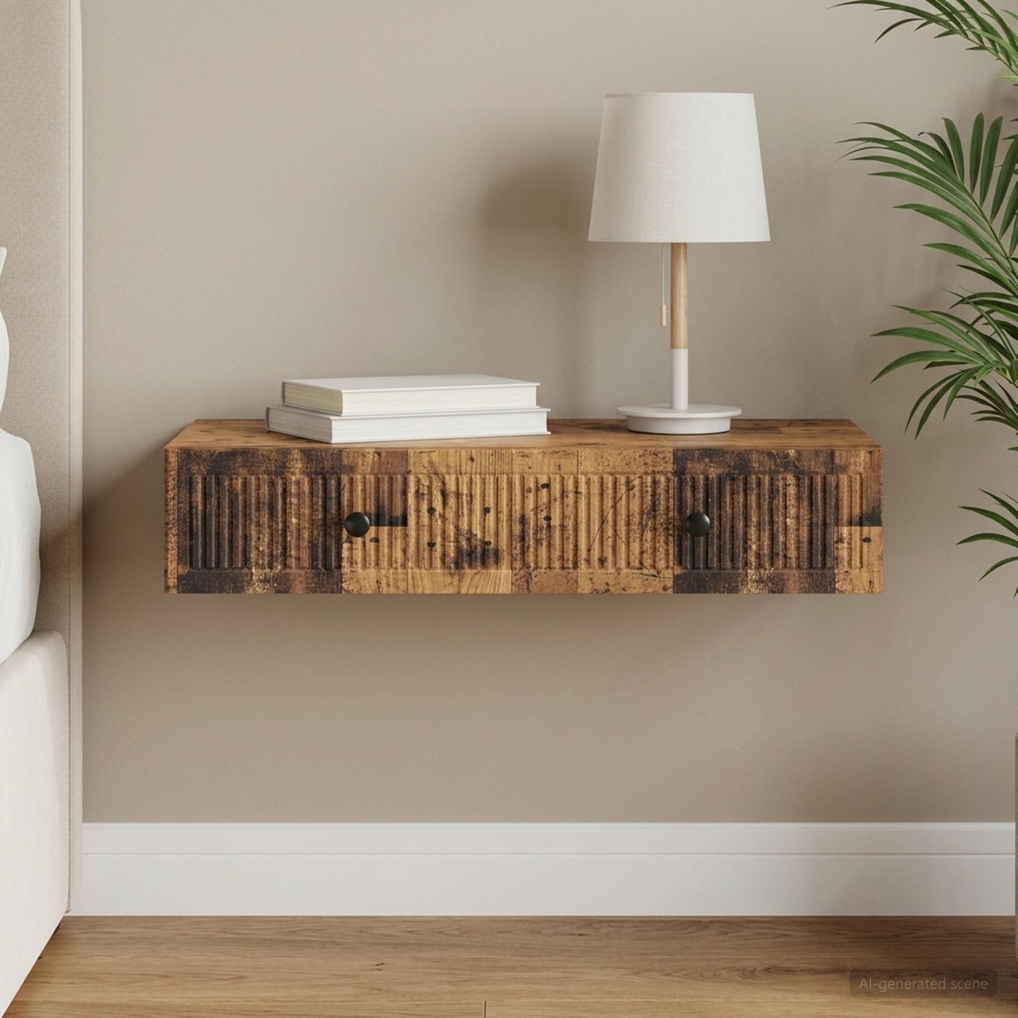 Wall-Mounted Side Table Old Wood 87.5 x 34.5 x 17 cm