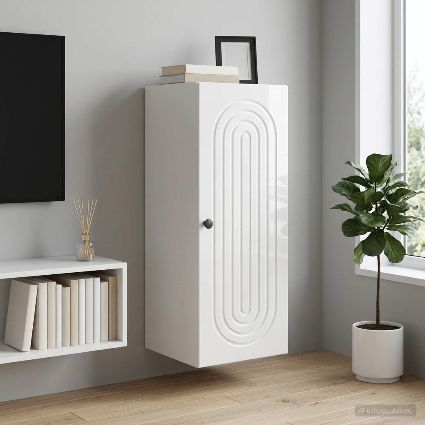 Wall-Mounted Cabinet High Gloss White 33 x 34.5 x 90 cm