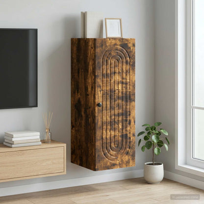 Wall-Mounted Cabinet Smoked Oak 33 x 34.5 x 90 cm