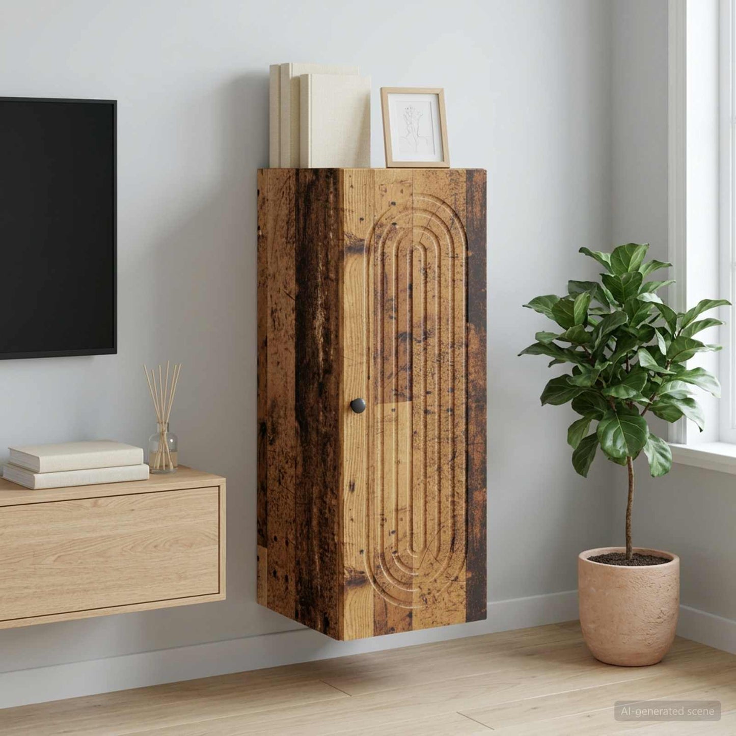 Wall-Mounted Cabinet Old Wood 33 x 34.5 x 90 cm Engineered Wood