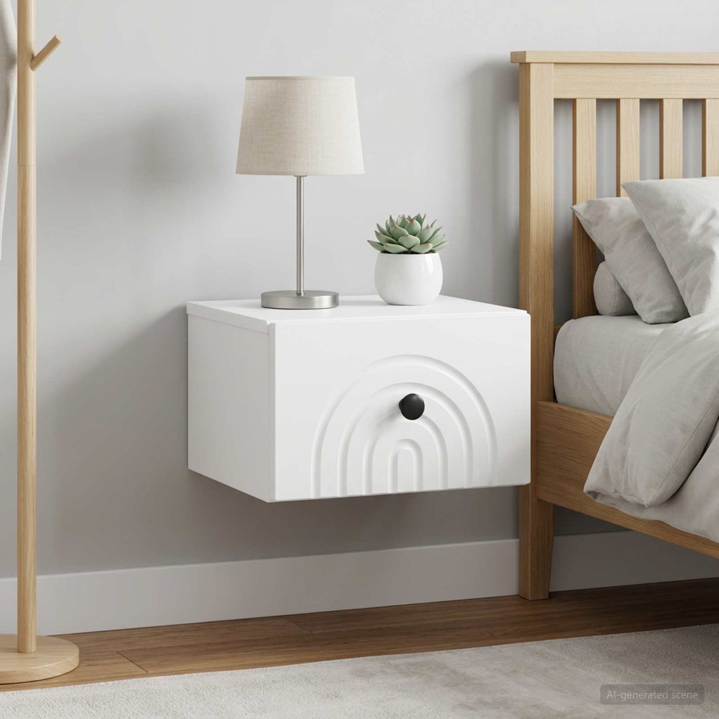 Wall-Mounted Bedside Cabinet 2 pcs White 33 x 34.5 x 20 cm