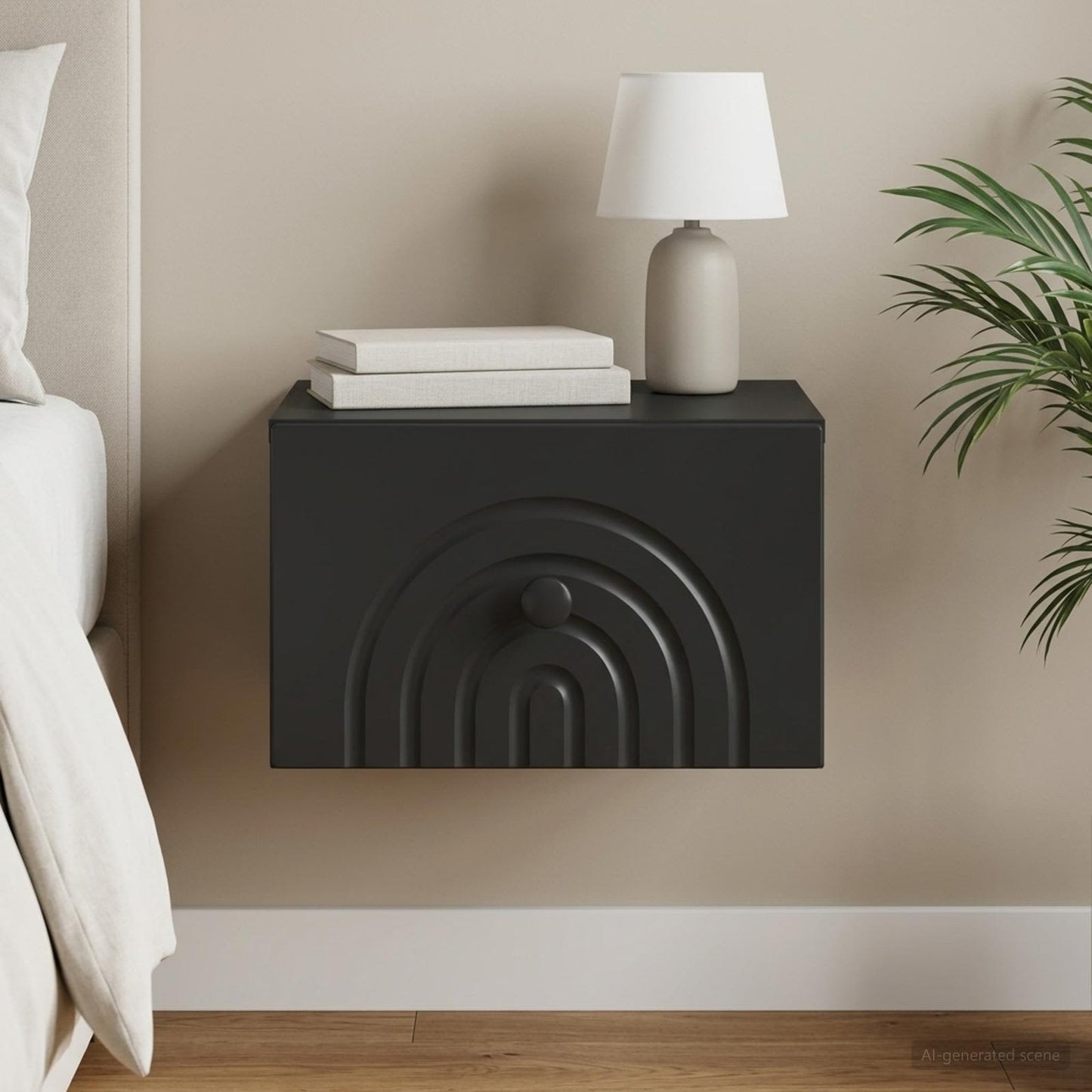 Wall-Mounted Bedside Cabinet Black 33 x 34.5 x 20 cm