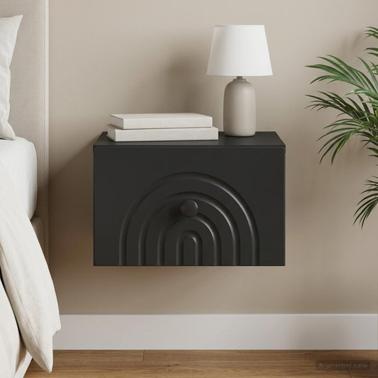 Wall-Mounted Bedside Cabinet Black 33 x 34.5 x 20 cm