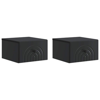 Wall-Mounted Bedside Cabinet 2 pcs Black 33 x 34.5 x 20 cm