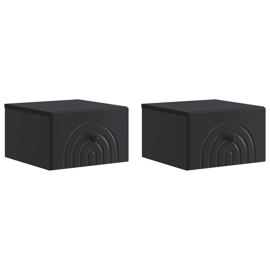 Wall-Mounted Bedside Cabinet 2 pcs Black 33 x 34.5 x 20 cm