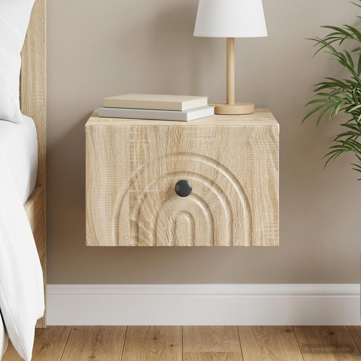 Wall-Mounted Bedside Cabinet Sonoma Oak 33 x 34.5 x 20 cm