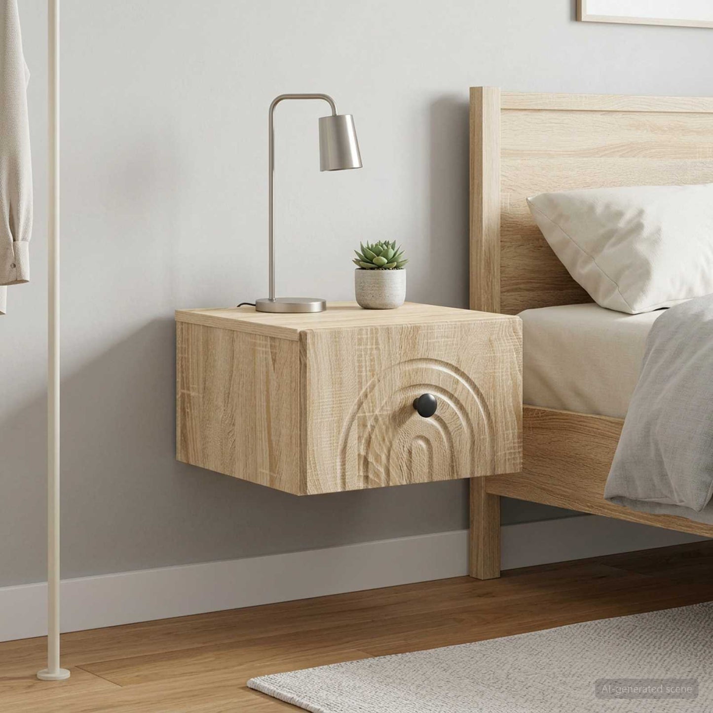 Wall-Mounted Bedside Cabinet 2 pcs Sonoma Oak 33 x 34.5 x 20 cm