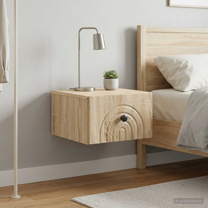 Wall-Mounted Bedside Cabinet 2 pcs Sonoma Oak 33 x 34.5 x 20 cm
