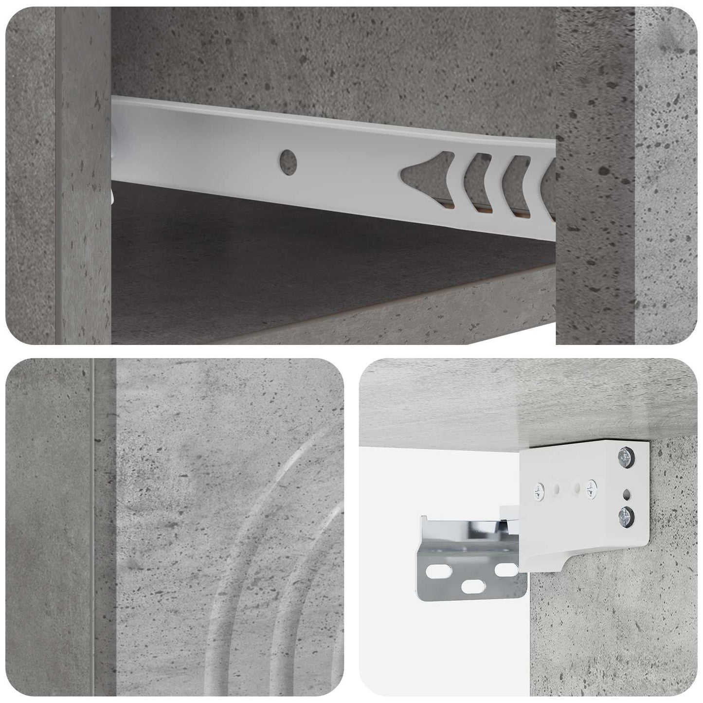 Wall-Mounted Bedside Cabinet Concrete Grey 33 x 34.5 x 20 cm