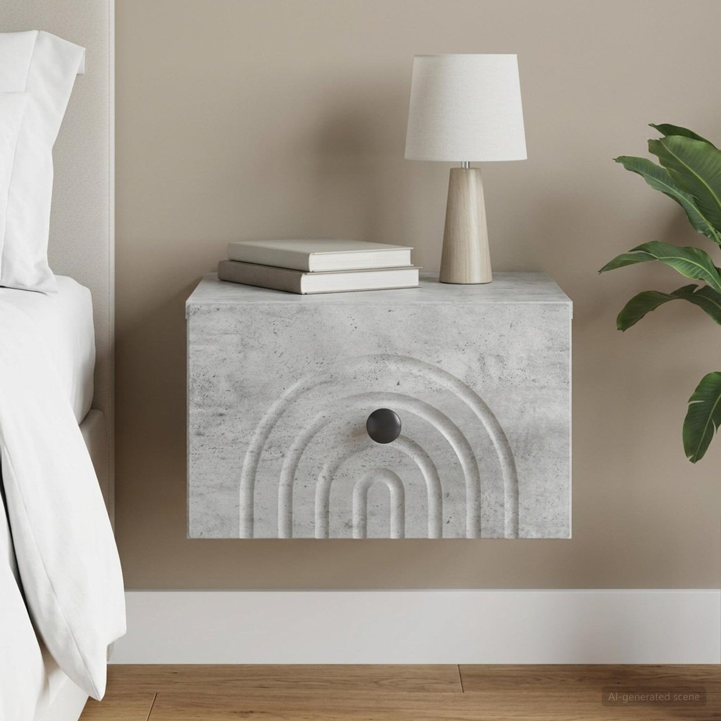 Wall-Mounted Bedside Cabinet Concrete Grey 33 x 34.5 x 20 cm