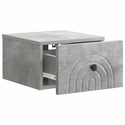 Wall-Mounted Bedside Cabinet Concrete Grey 33 x 34.5 x 20 cm