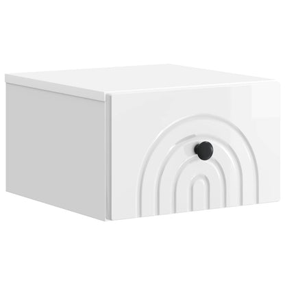 Wall-Mounted Bedside Cabinet High Gloss White 33 x 34.5 x 20 cm