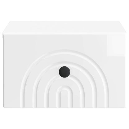 Wall-Mounted Bedside Cabinet High Gloss White 33 x 34.5 x 20 cm