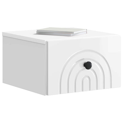 Wall-Mounted Bedside Cabinet High Gloss White 33 x 34.5 x 20 cm