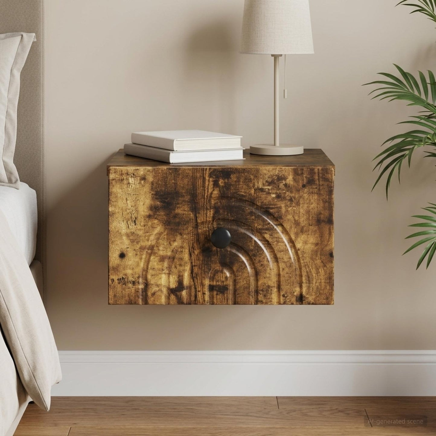 Wall-Mounted Bedside Cabinet Smoked Oak 33 x 34.5 x 20 cm