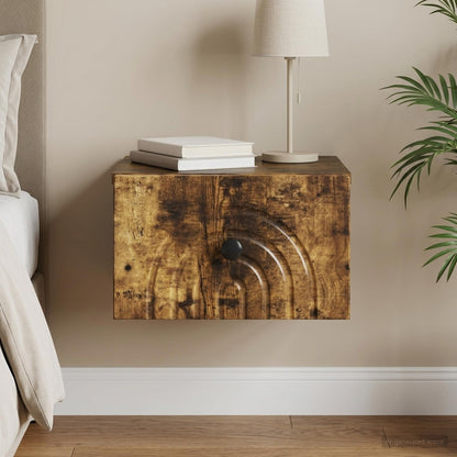 Wall-Mounted Bedside Cabinet Smoked Oak 33 x 34.5 x 20 cm