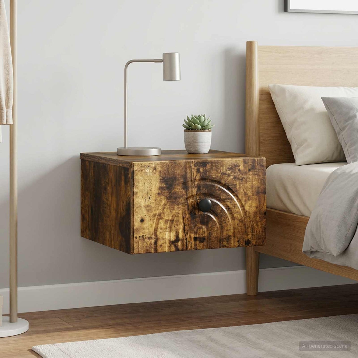 Wall-Mounted Bedside Cabinet 2 pcs Smoked Oak 33 x 34.5 x 20 cm