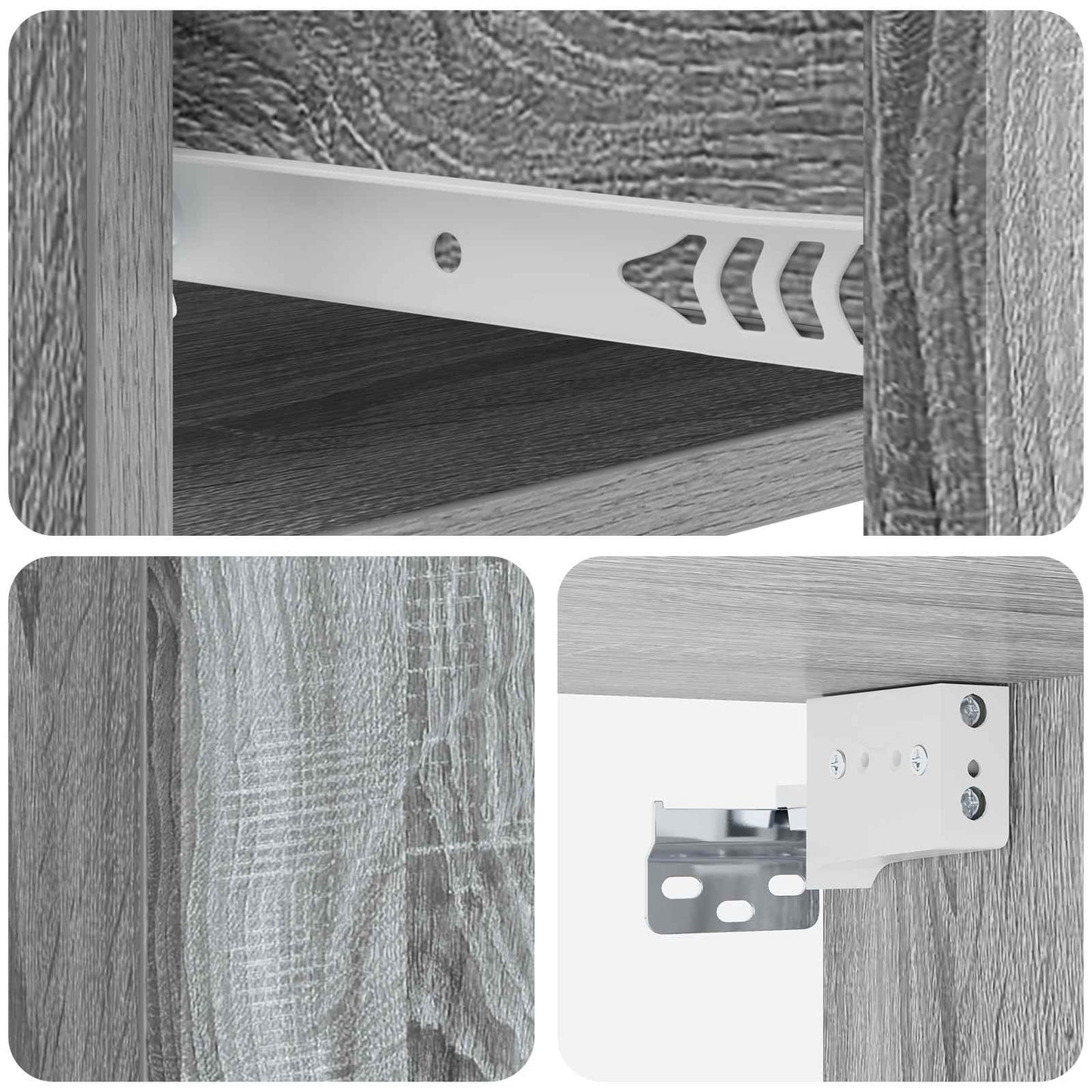 Wall-Mounted Bedside Cabinet Grey Sonoma 33 x 34.5 x 20 cm