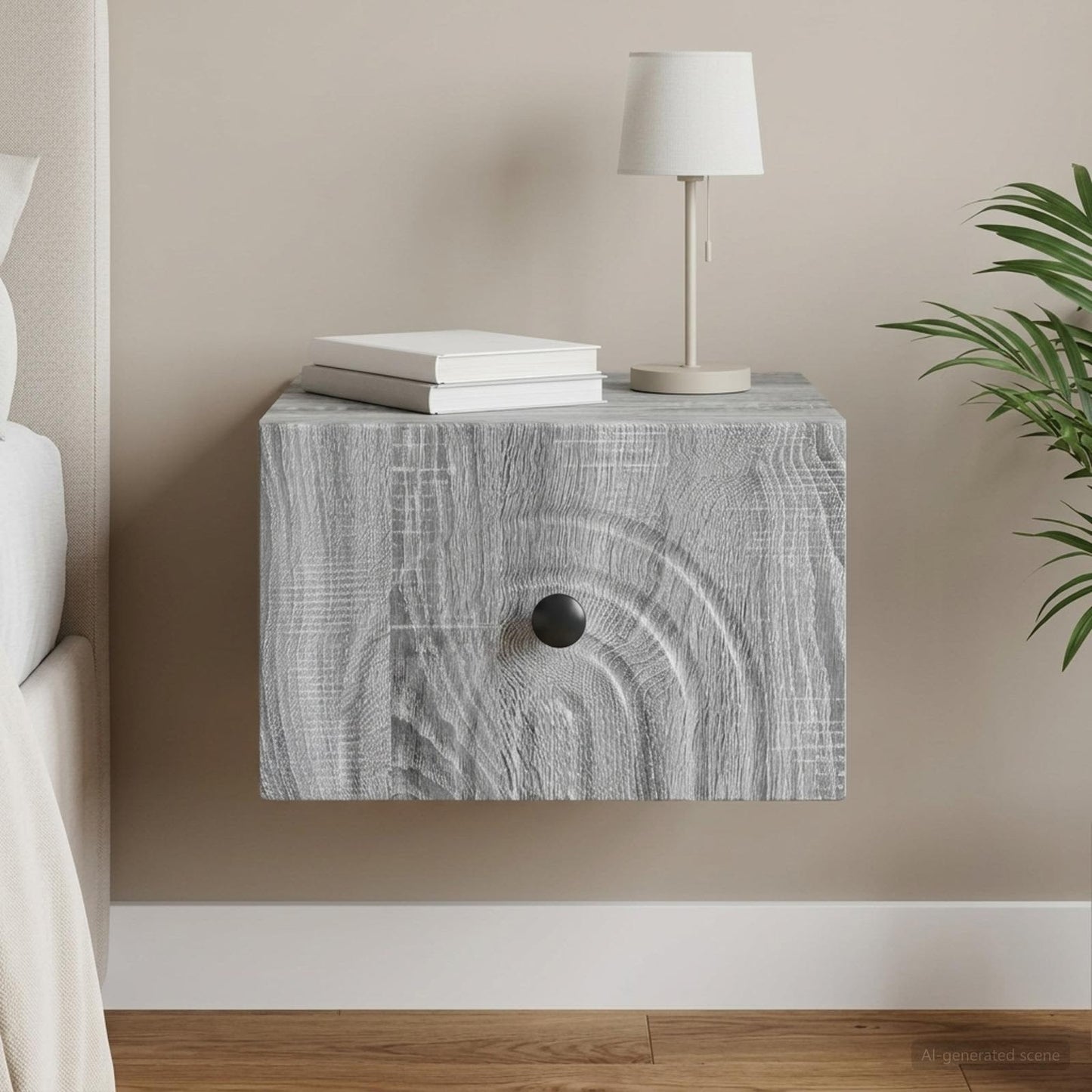 Wall-Mounted Bedside Cabinet Grey Sonoma 33 x 34.5 x 20 cm