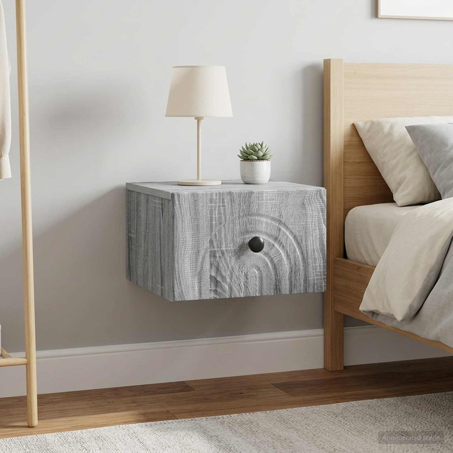 Wall-Mounted Bedside Cabinet 2 pcs Grey Sonoma