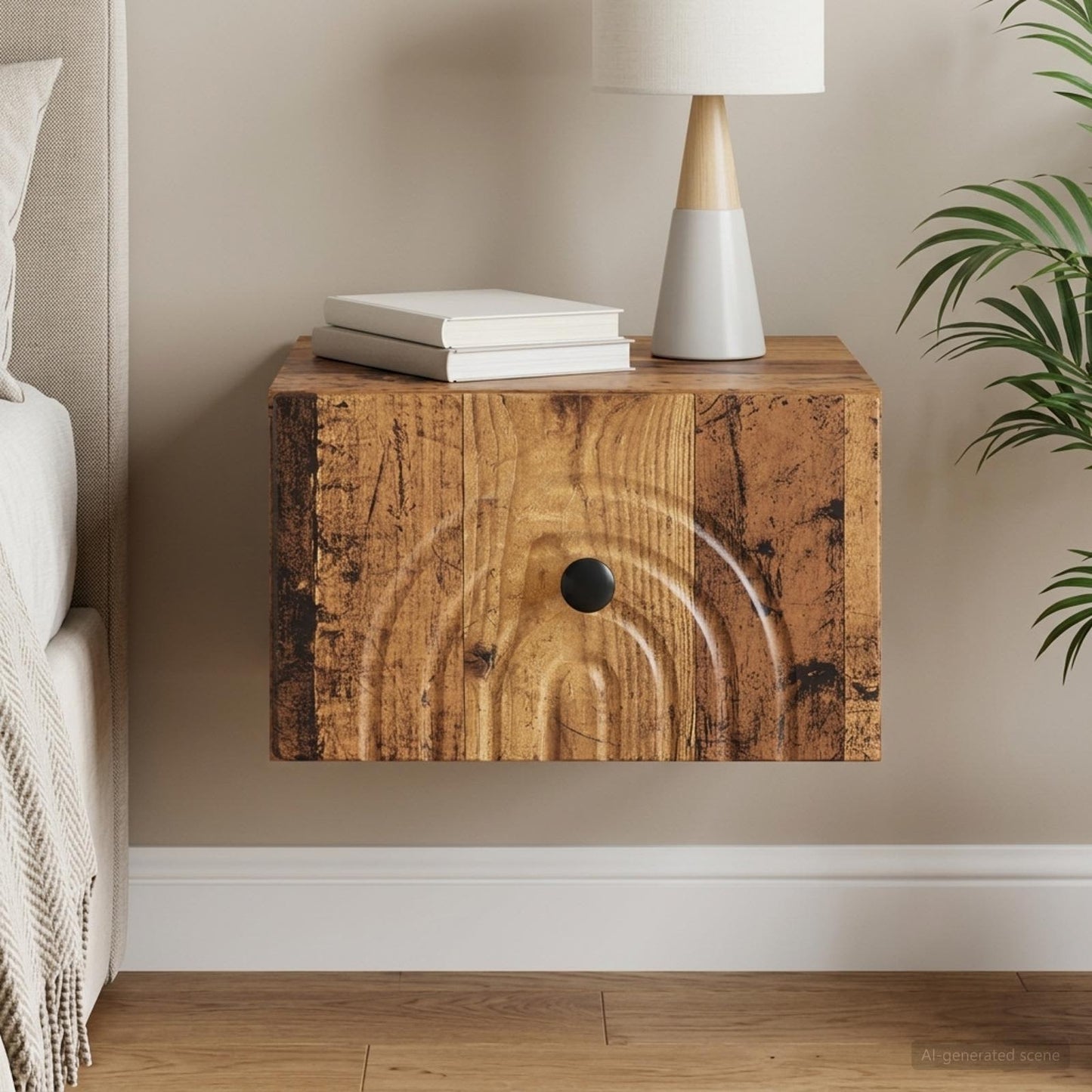Wall-Mounted Bedside Cabinet Old Wood 33 x 34.5 x 20 cm