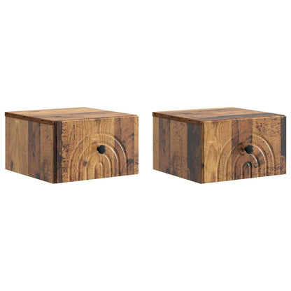 Wall-Mounted Bedside Cabinet 2 pcs Old Wood 33 x 34.5 x 20 cm