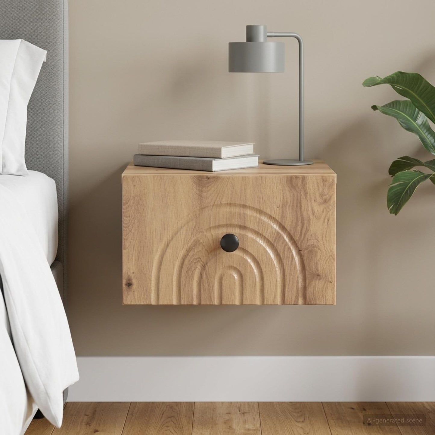 Wall-Mounted Bedside Cabinet Artisan Oak 33 x 34.5 x 20 cm
