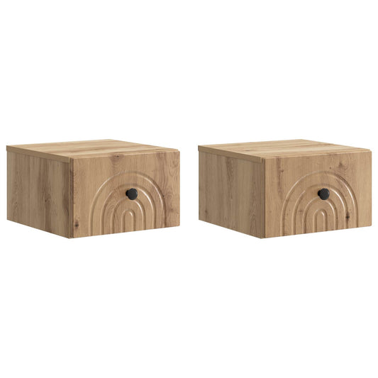Wall-Mounted Bedside Cabinet 2 pcs Artisan Oak