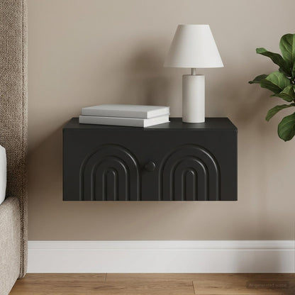 Wall-Mounted Bedside Cabinet Black 49 x 34.5 x 20 cm