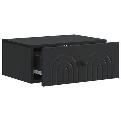 Wall-Mounted Bedside Cabinet Black 49 x 34.5 x 20 cm