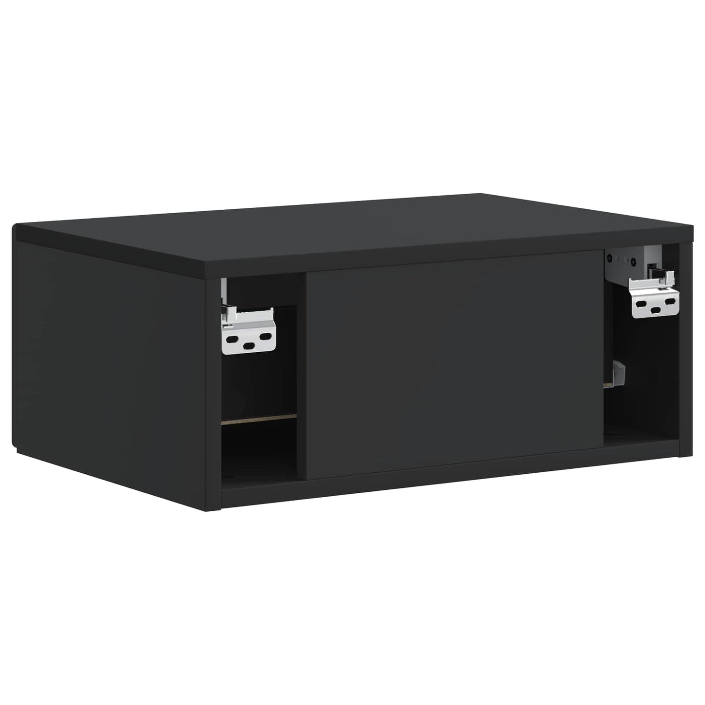 Wall-Mounted Bedside Cabinet Black 49 x 34.5 x 20 cm