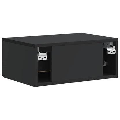 Wall-Mounted Bedside Cabinet Black 49 x 34.5 x 20 cm