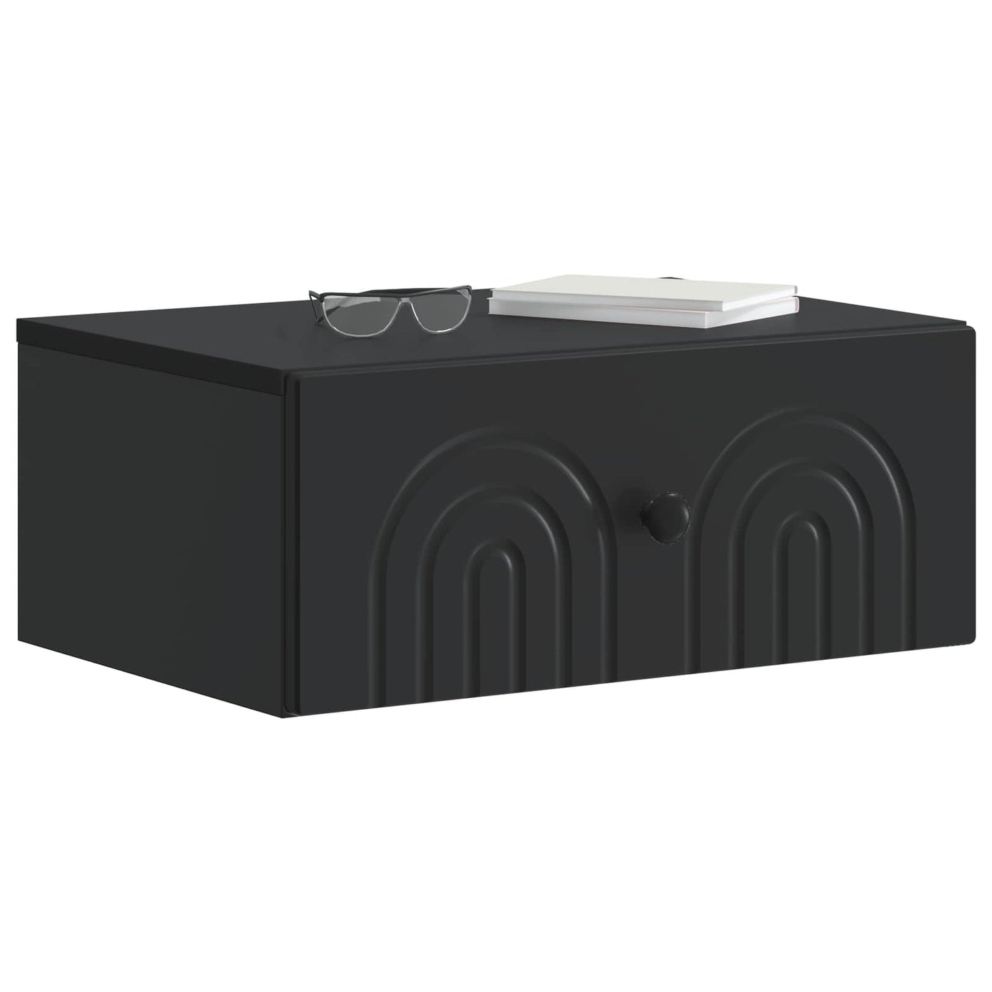 Wall-Mounted Bedside Cabinet Black 49 x 34.5 x 20 cm