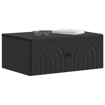 Wall-Mounted Bedside Cabinet Black 49 x 34.5 x 20 cm