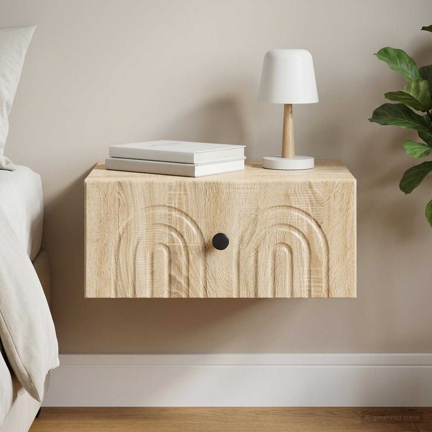 Wall-Mounted Bedside Cabinet Sonoma Oak 49 x 34.5 x 20 cm