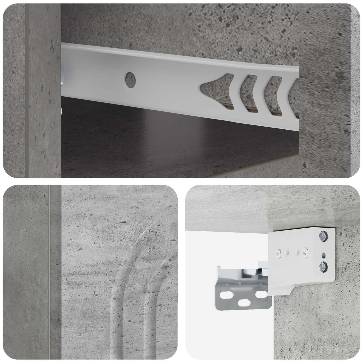 Wall-Mounted Bedside Cabinet Concrete Grey 49 x 34.5 x 20 cm