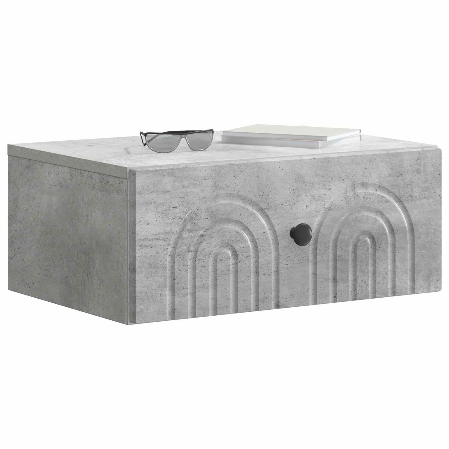 Wall-Mounted Bedside Cabinet Concrete Grey 49 x 34.5 x 20 cm