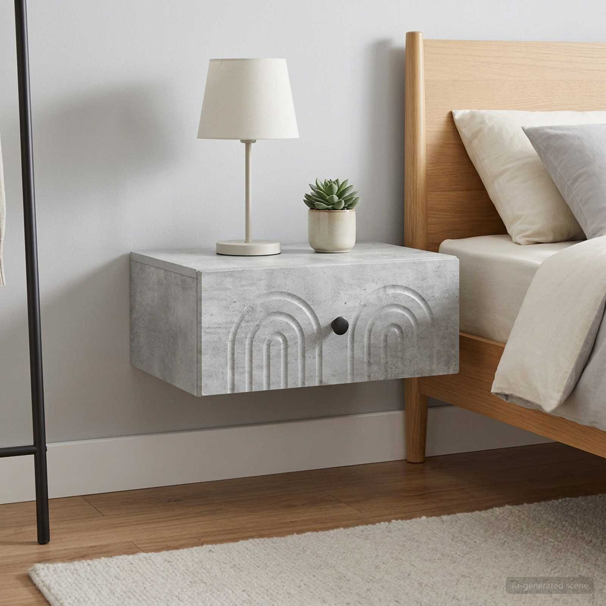 Wall-Mounted Bedside Cabinet 2 pcs Concrete Grey