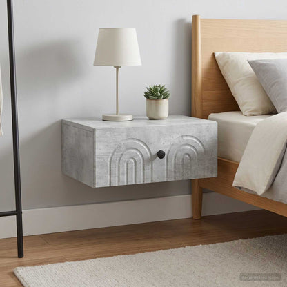 Wall-Mounted Bedside Cabinet 2 pcs Concrete Grey